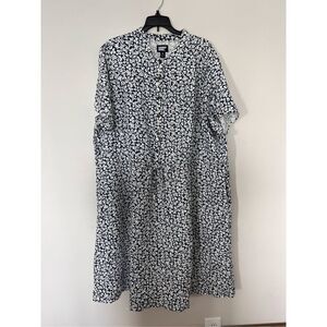 Lands End Blue Floral Tie Waist Dress sz 1X NWOT